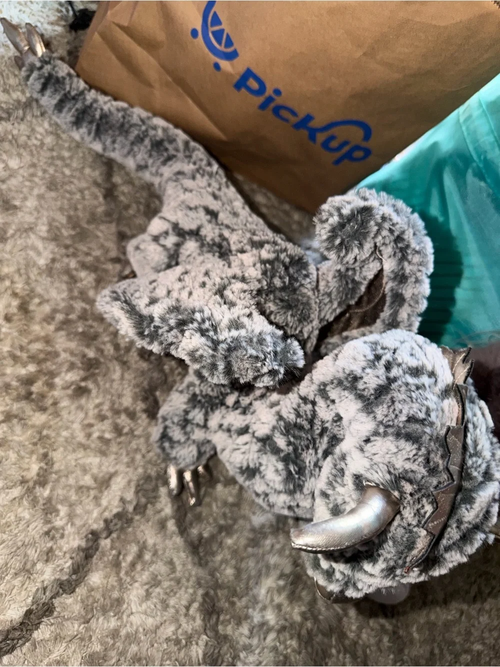 Soft Gray Plush Narwhal & Dragon Small Pet Toys - Cozy Playset